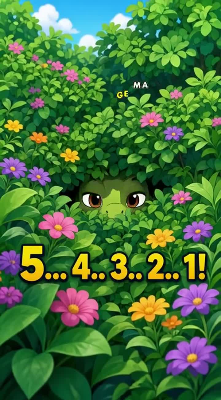 The dinosaur's eyes peek through the leaves — AI cartoon