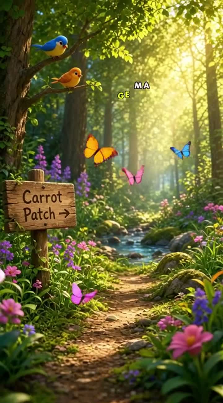 A cute fluffy white baby rabbit wearing blue overalls happily… — AI cartoon