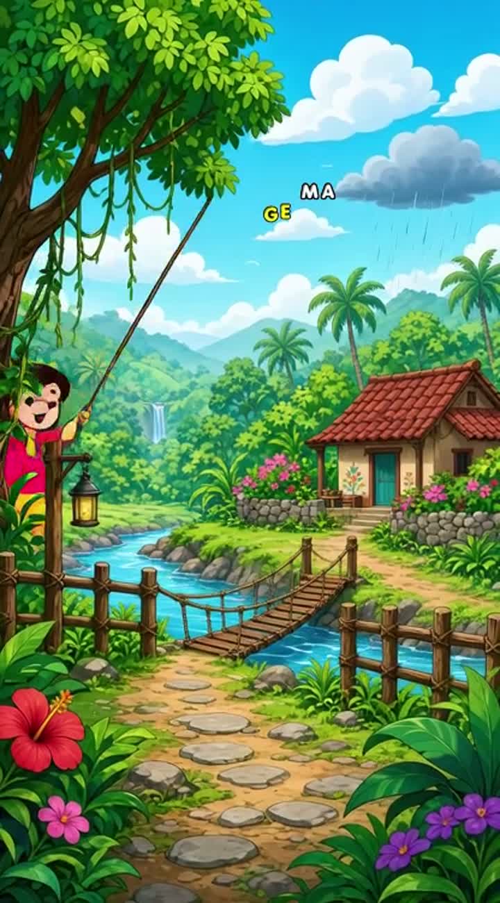 Atkan matkan dahi chitta man bhag jhule Bagla jhule savan mein… — AI cartoon