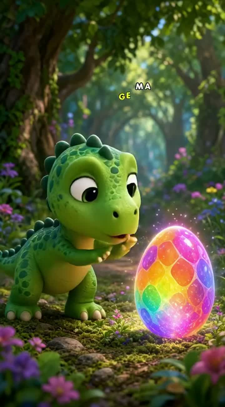 AI VIDEO PROMPT: "The Baby Dinosaur Who Found a Magic Rainbow! — AI cartoon