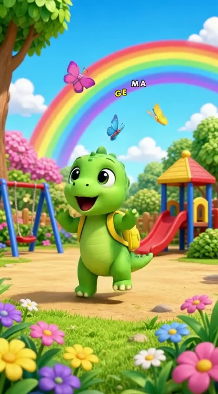 Colorful 3D animated cartoon for toddlers called "Bobo's Rainbow… — AI cartoon