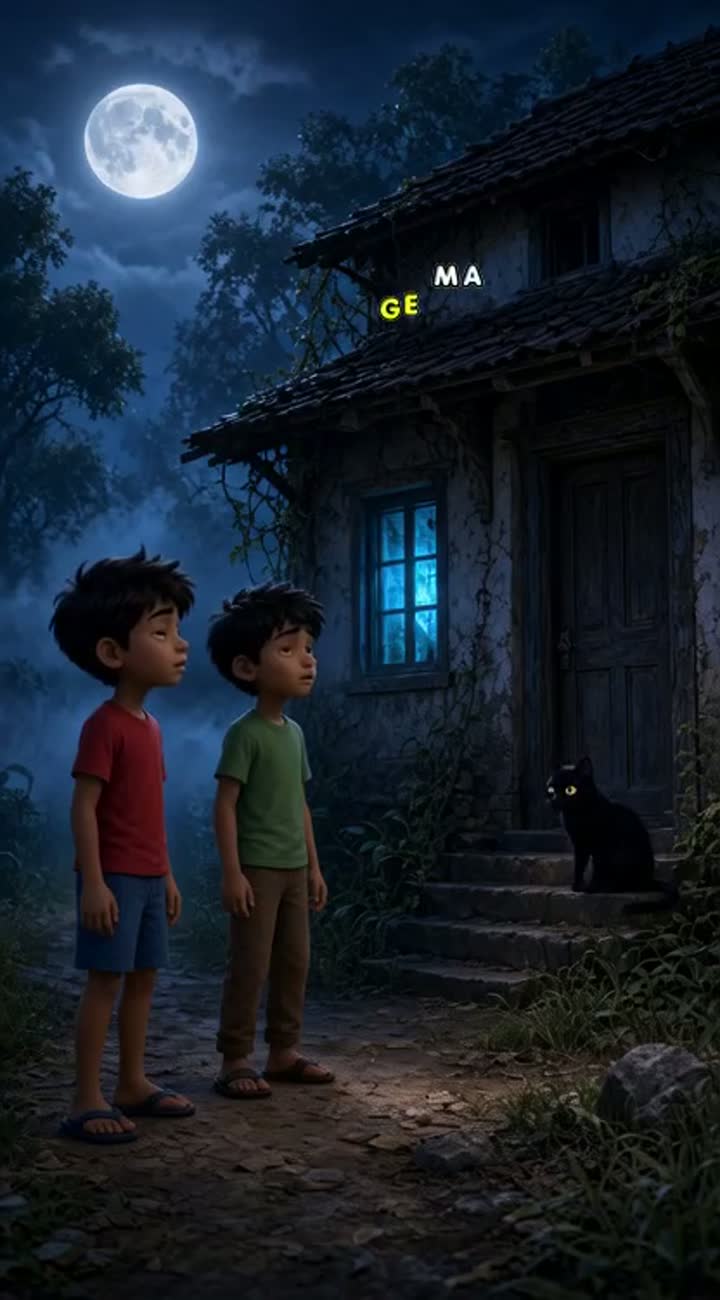 3D cartoon scene for a Bengali ghost story — AI cartoon