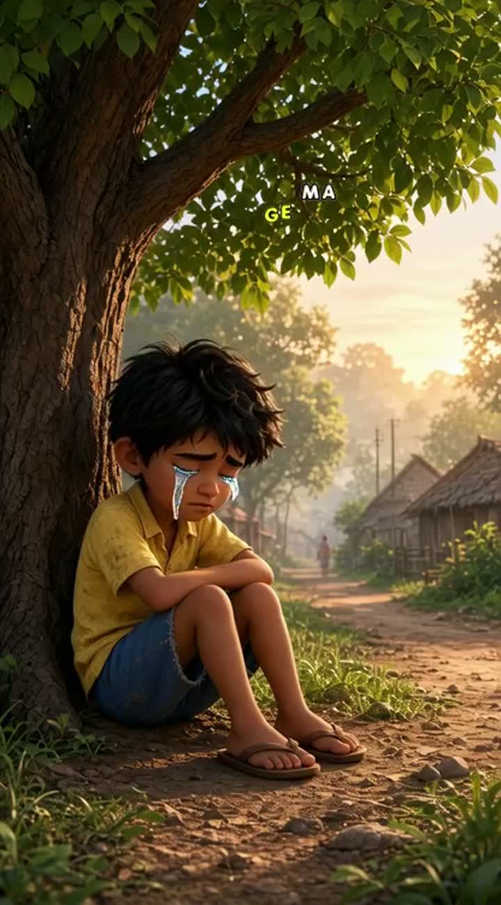 The Poor Boy and the Magical Mango Tree — AI cartoon