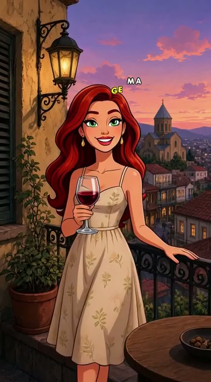 Beautiful red-haired woman psychologist holding a glass of wine… — AI cartoon