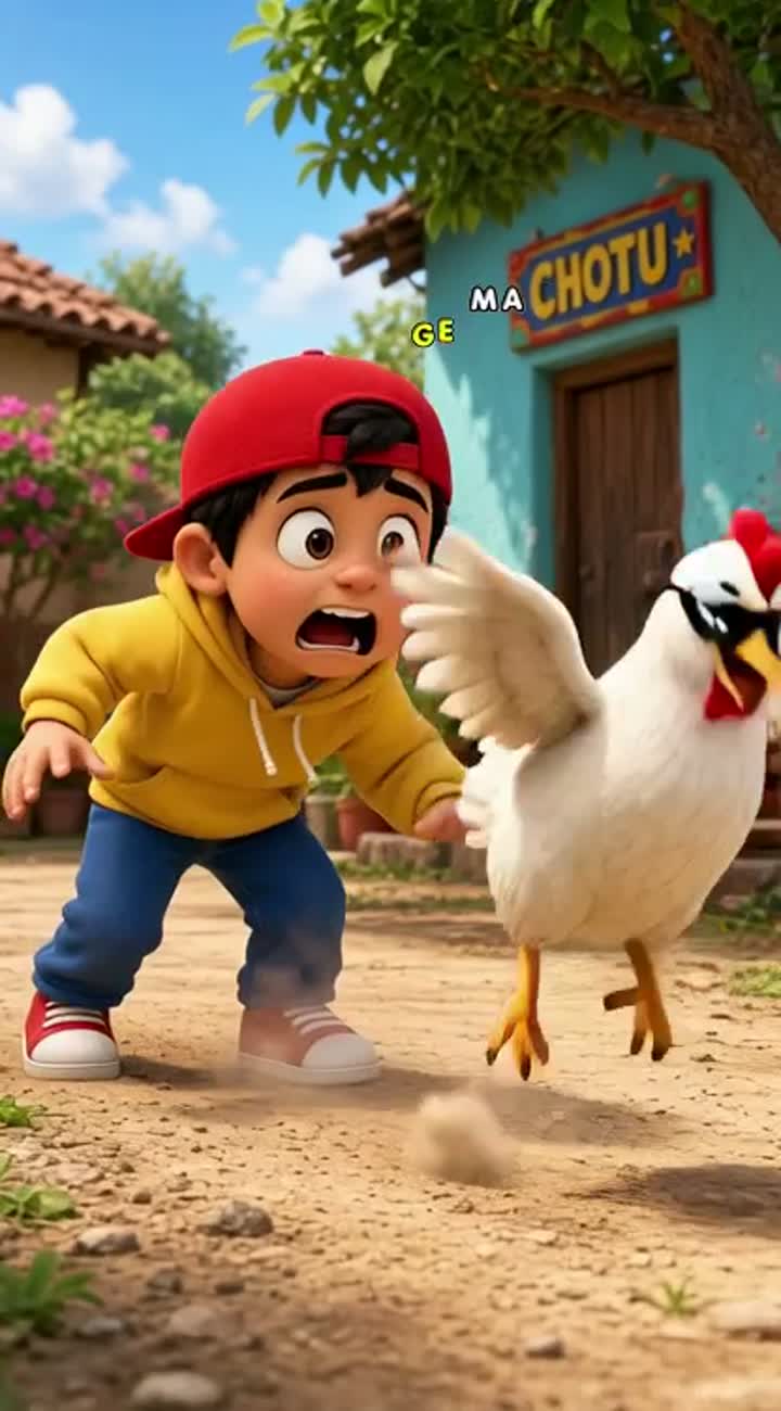 A funny colorful 3D cartoon boy named Chotu wearing a red cap… — AI cartoon