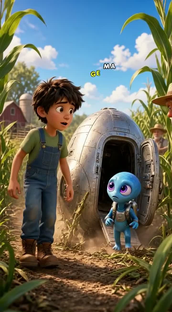 A beautiful, colorful 3D animated children's movie scene… — AI cartoon