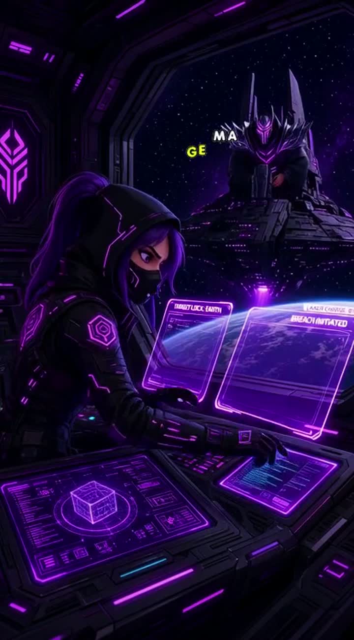 A ninja/tech gear female hacker with computerized clothing hacks… — AI cartoon