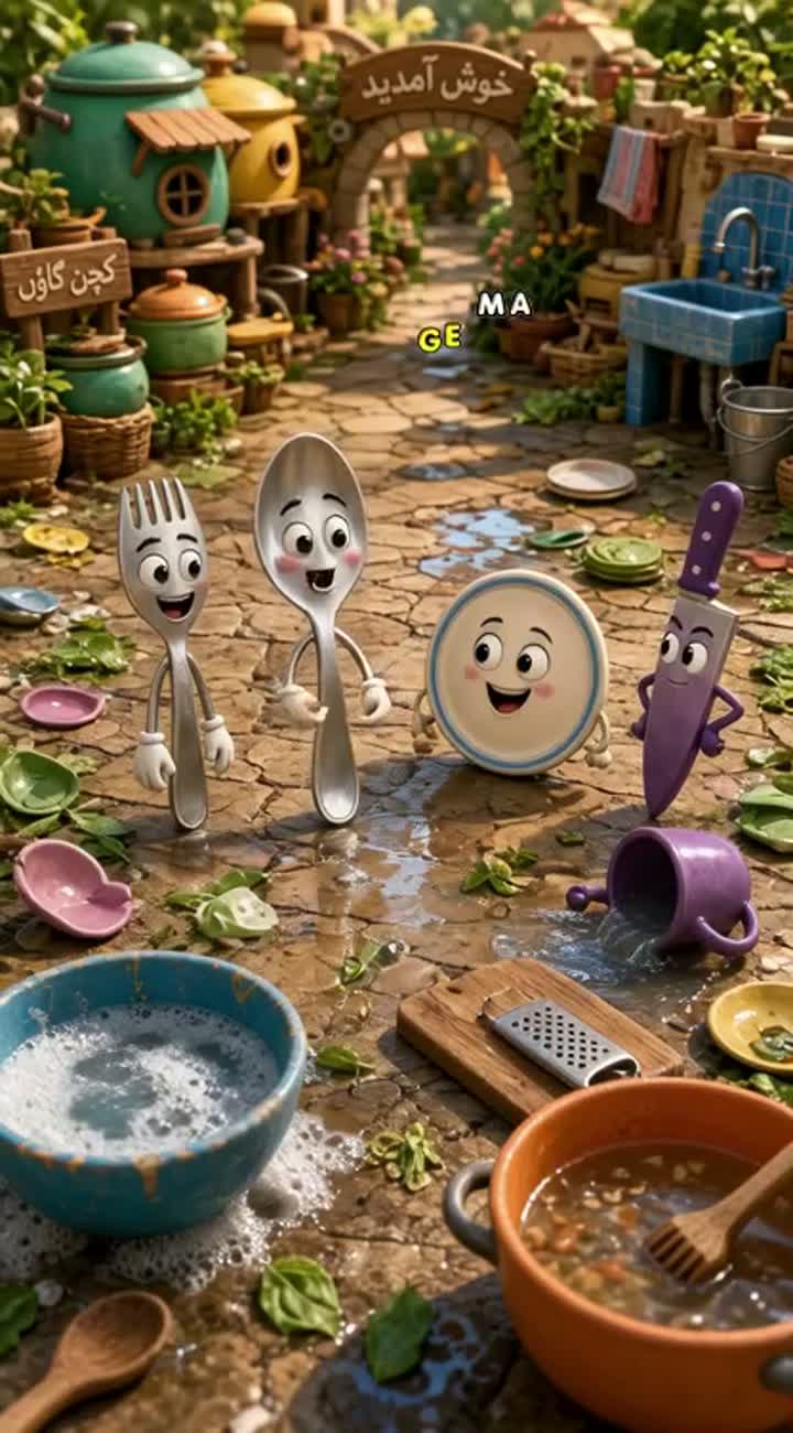 Vibrant, colorful cartoon with smooth, fluid animation set… — AI cartoon