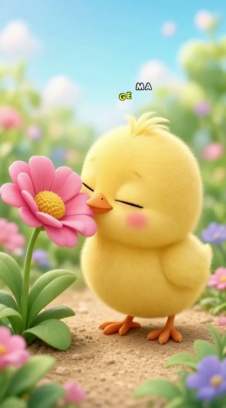 Vertical 9:16 children's 3D cartoon animation titled "The Chick… — AI cartoon
