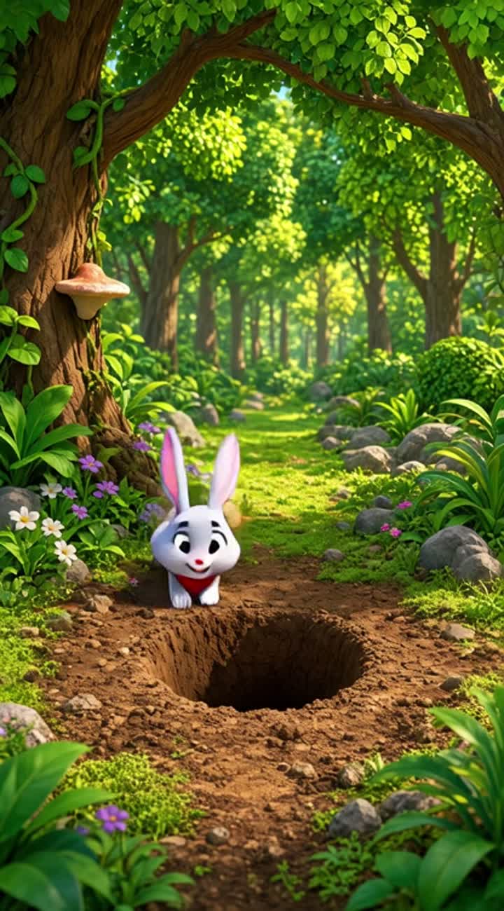 In a beautiful forest, a lion named Lionu and a rabbit named Chiku… — AI cartoon
