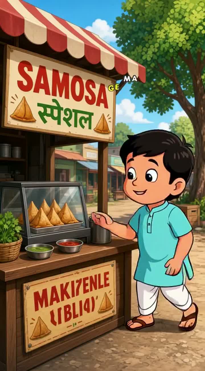 Ek din Chotu ne ek samosa khareeda — AI cartoon