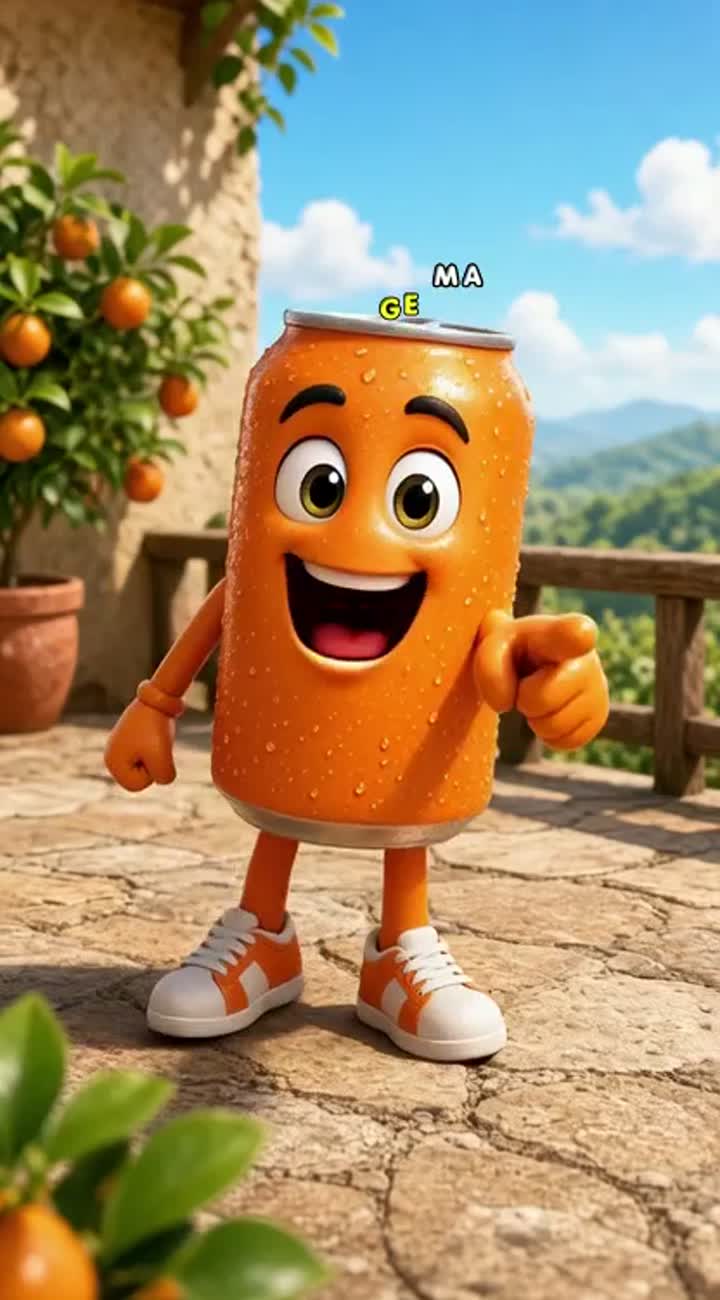 FIZZ FRESH orange fruit juice — AI cartoon
