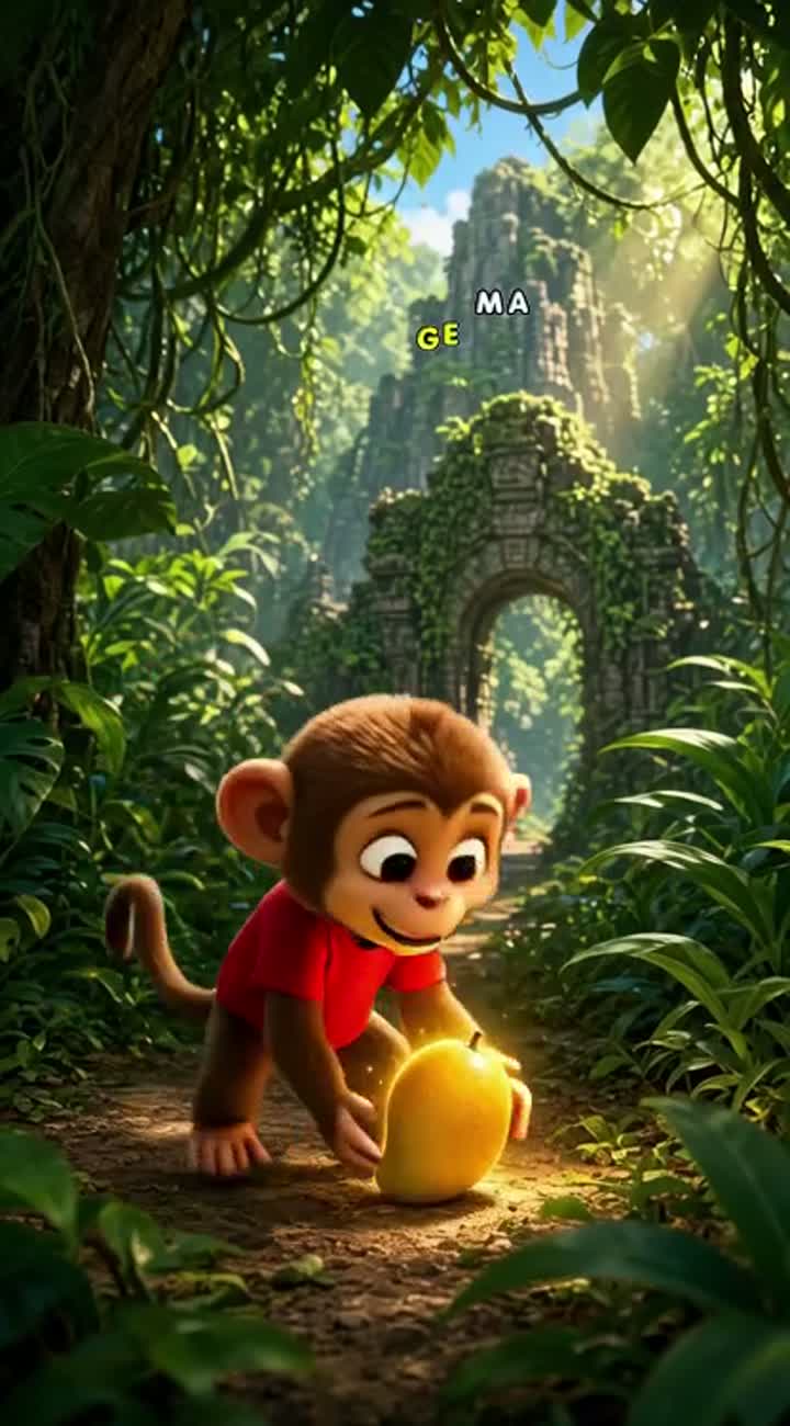 Funny 3D cartoon about a cute brown monkey — AI cartoon
