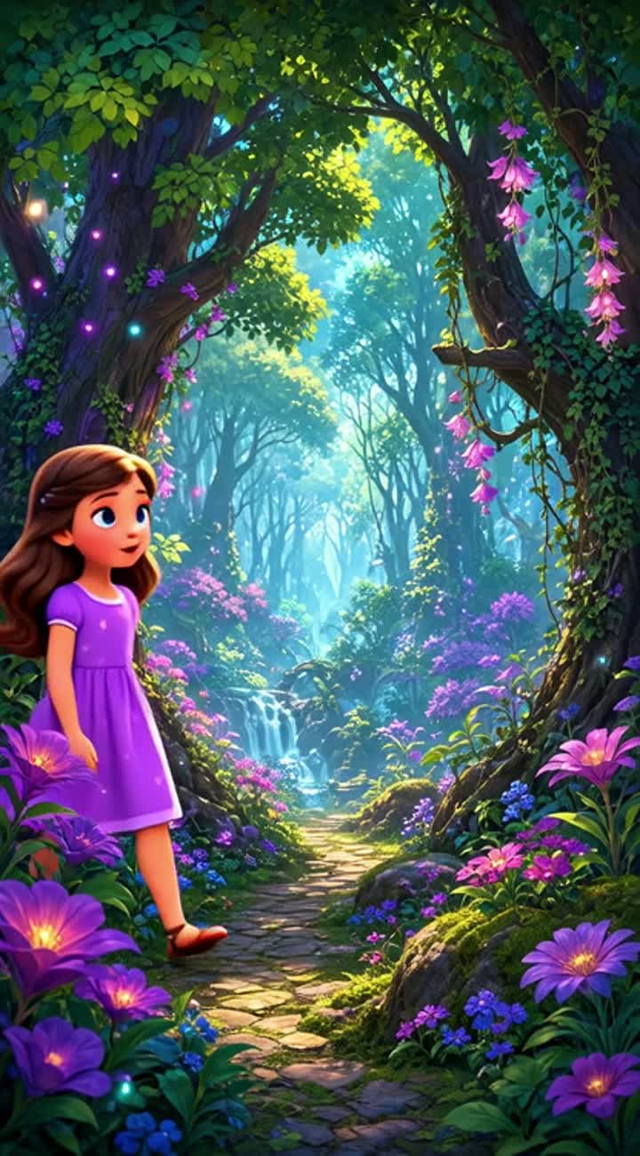 @Adri walks through a beautil magical forest — AI cartoon