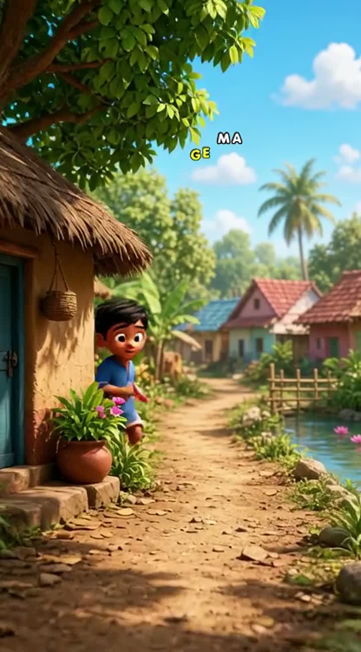 A poor but honest Bengali village boy named Rahul — AI cartoon