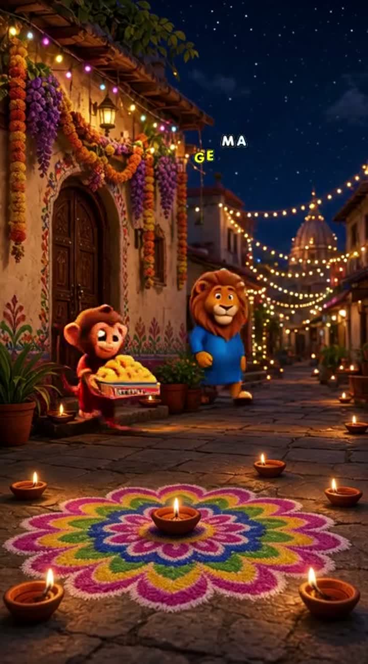 Funny 3D cartoon video in Hindi about Diwali — AI cartoon