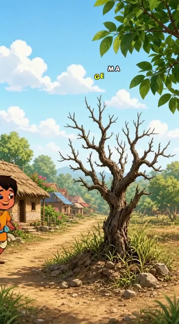 In a small village, a poor boy named Golu lives simply — AI cartoon