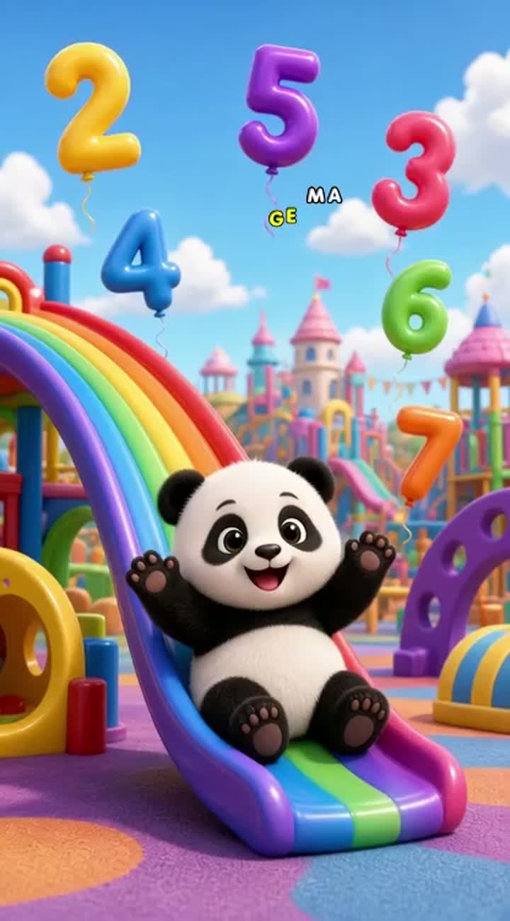 High-quality 3D animated scene featuring an adorable baby panda… — AI cartoon