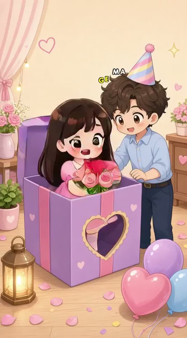 Beautiful, fully colored 2D cartoon animation as a romantic… — AI cartoon