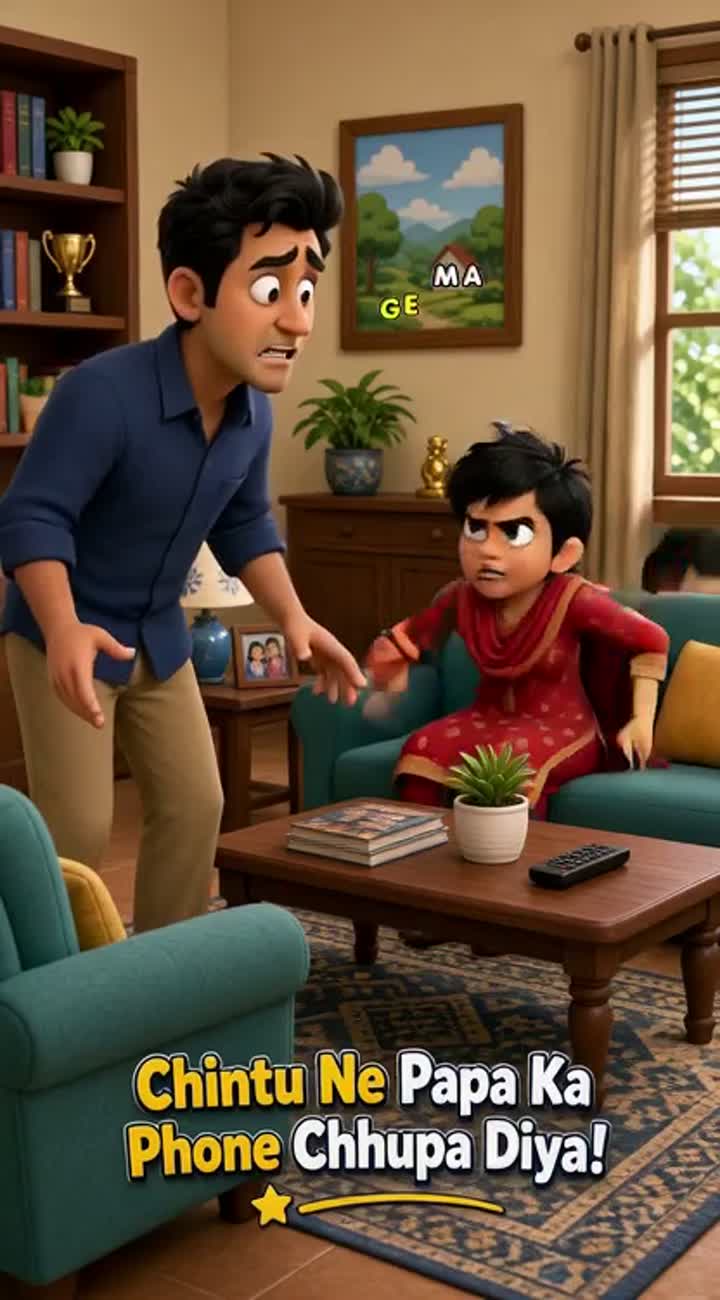 Chintu Ne Papa Ka Phone Chhupa Diya! — AI cartoon