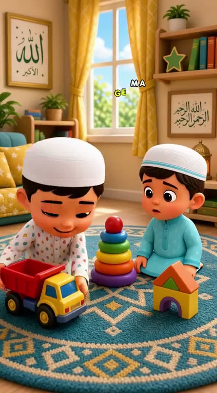 Aaqil & Abuzar and the Magic of Sharing — AI cartoon
