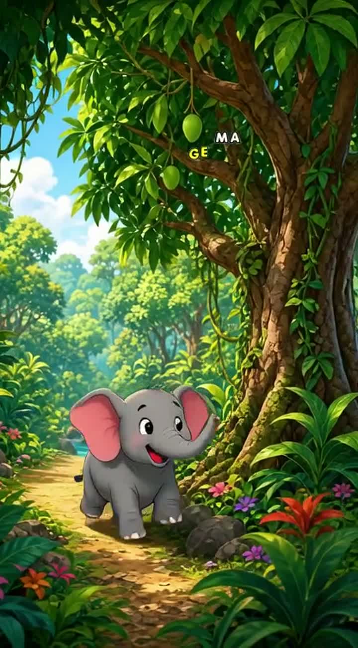 Golu is a tiny, cute, mischievous elephant who loves sweet fruit… — AI cartoon