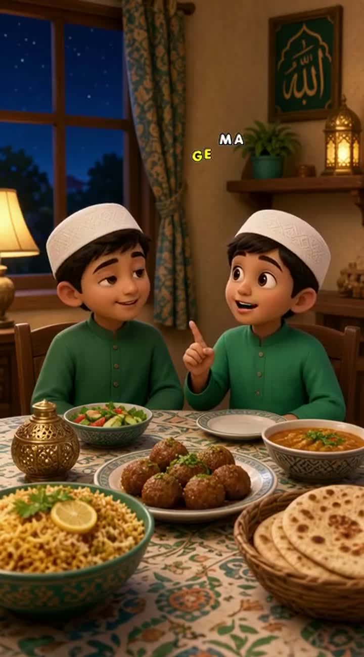 Two cute Muslim brothers, Ahmed and Hassan… — AI cartoon