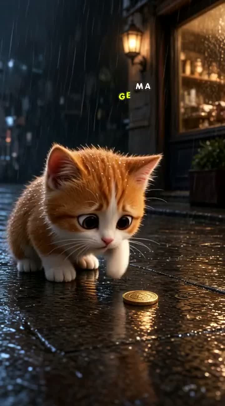 The Stray Kitten's Last Coin — AI cartoon