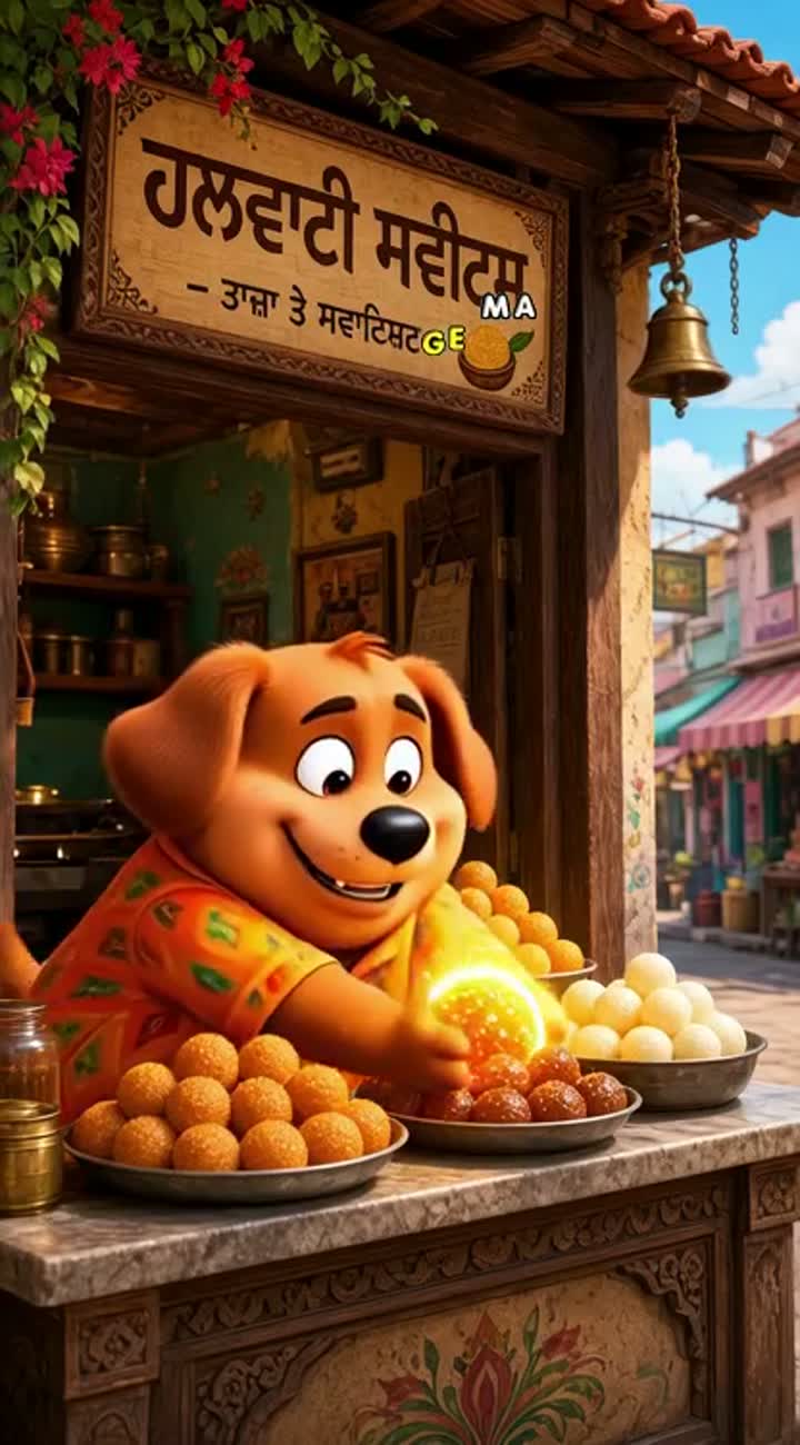 Katlu accidentally eats a glowing magical laddu… — AI cartoon