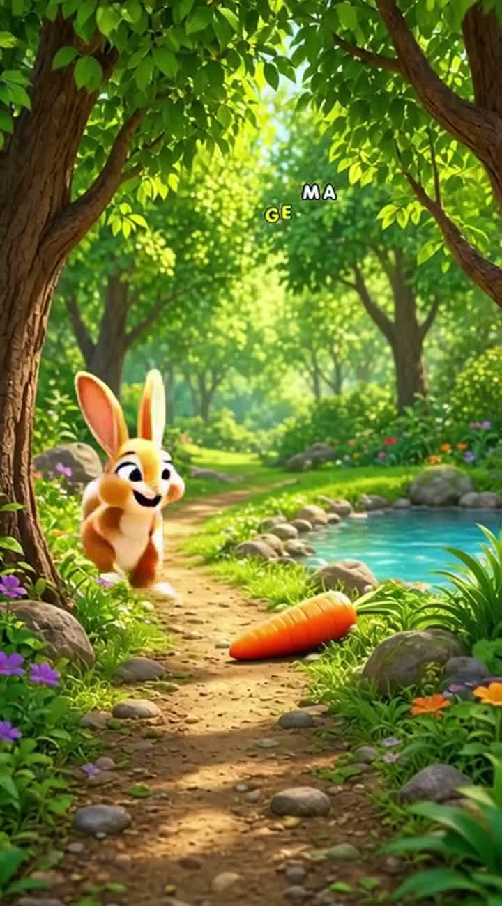 And a cheerful forest setting — AI cartoon