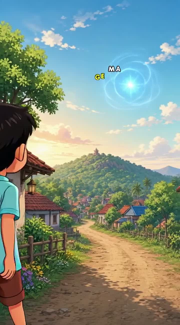 Colours and smooth animation, showing a beautiful village… — AI cartoon