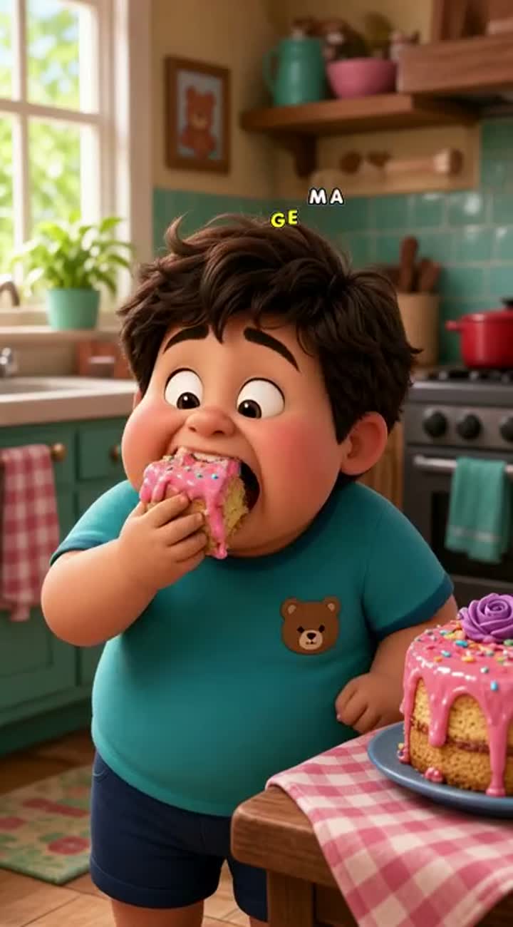 A funny, cute 3D cartoon about a chubby little boy named Chuchubi… — AI cartoon