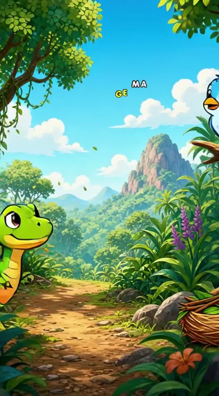 A tiny dinosaur finds a bird that has lost its nest — AI cartoon