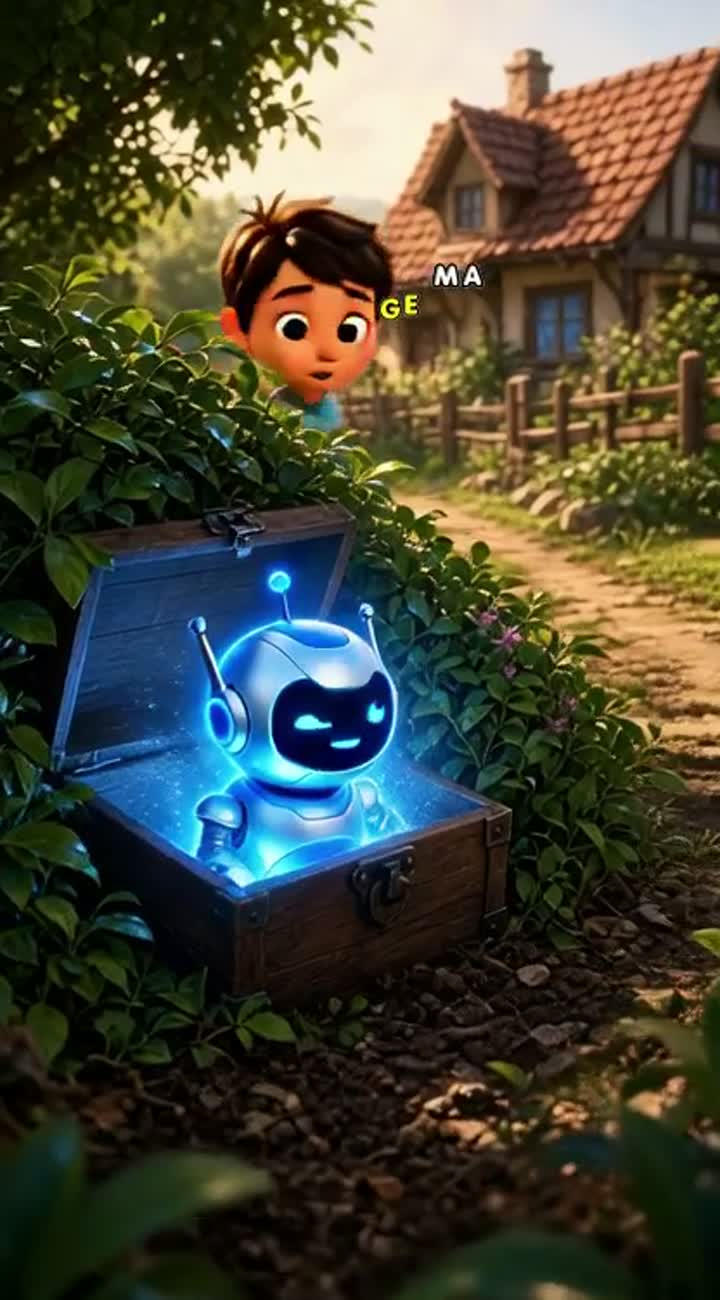 Aarav, a curious 10-year-old boy, lives in a beautiful little village — AI cartoon