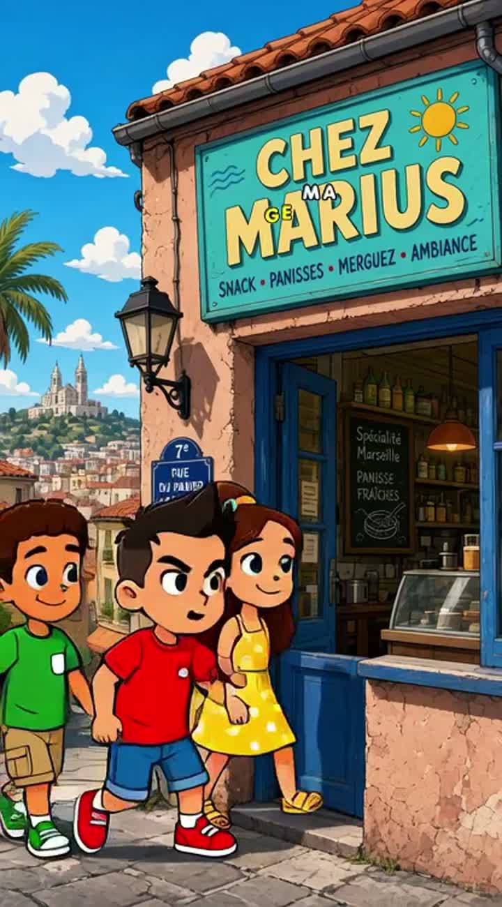 Original funny 2D cartoon set in Marseille, France — AI cartoon