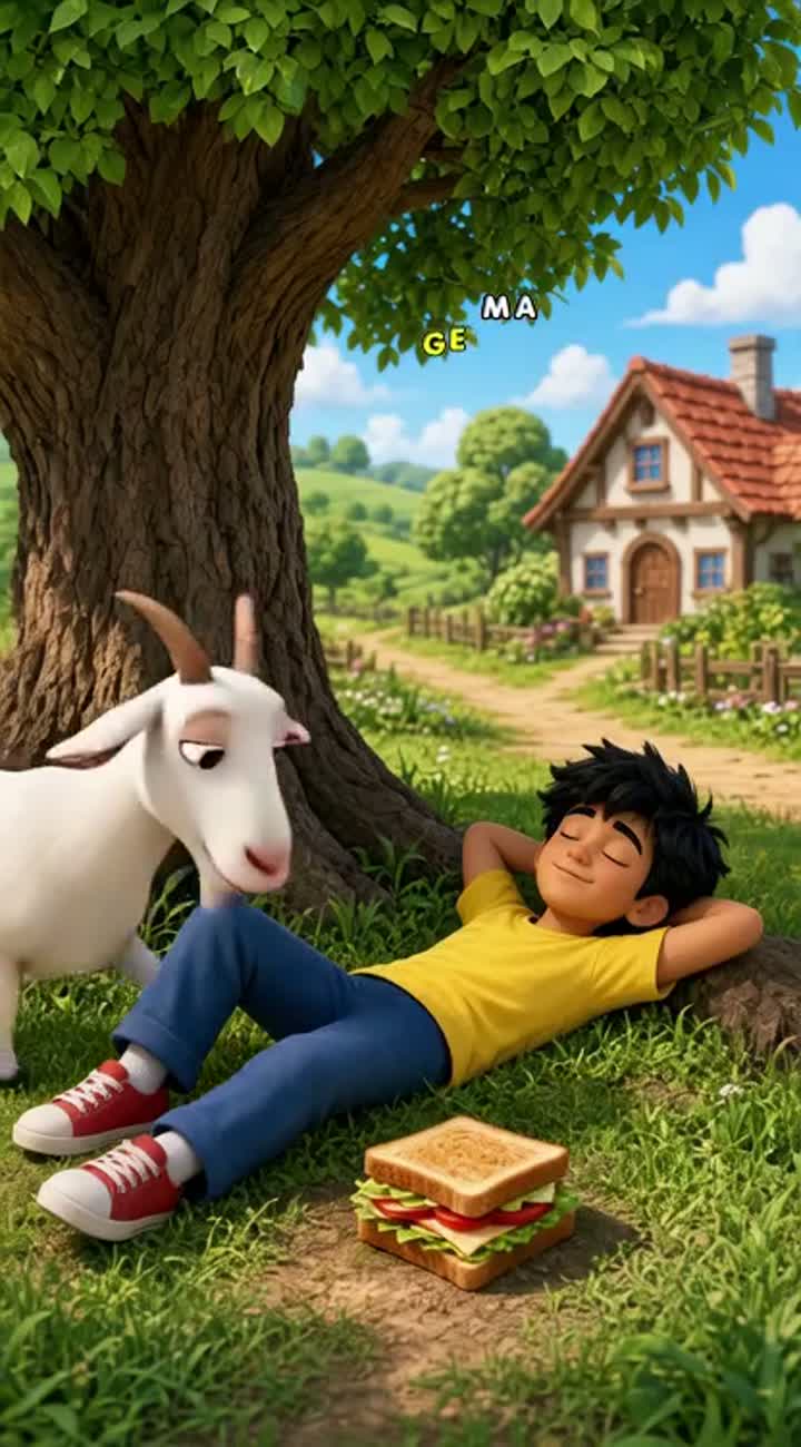 The Boy and the Thief Goat — AI cartoon