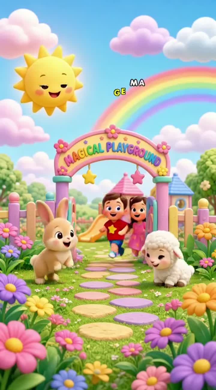 Colorful 3D animated nursery rhyme video for toddlers aged 2-5 years — AI cartoon