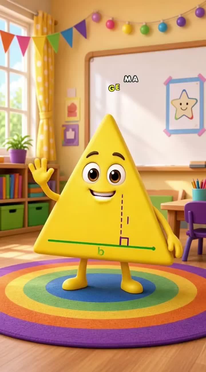 In one continuous animated shot, a beautiful cartoon triangle… — AI cartoon