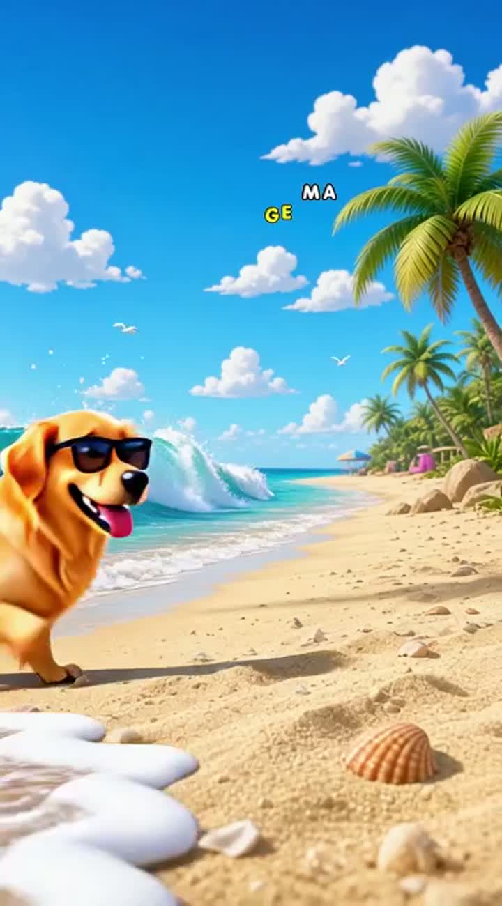 A hilarious colorful 3D cartoon of a golden retriever wearing… — AI cartoon