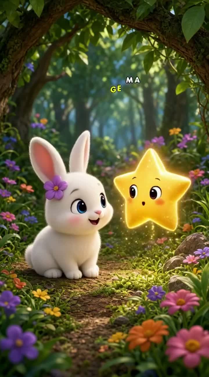 A cute little white rabbit named Lulu discovers a magical golden… — AI cartoon
