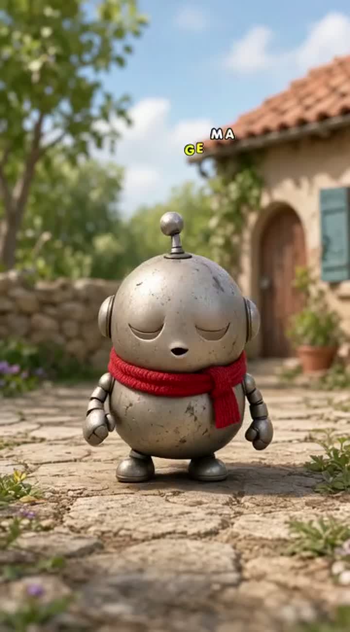 A cartoon character named Booba: a small round robot with a dented… — AI cartoon