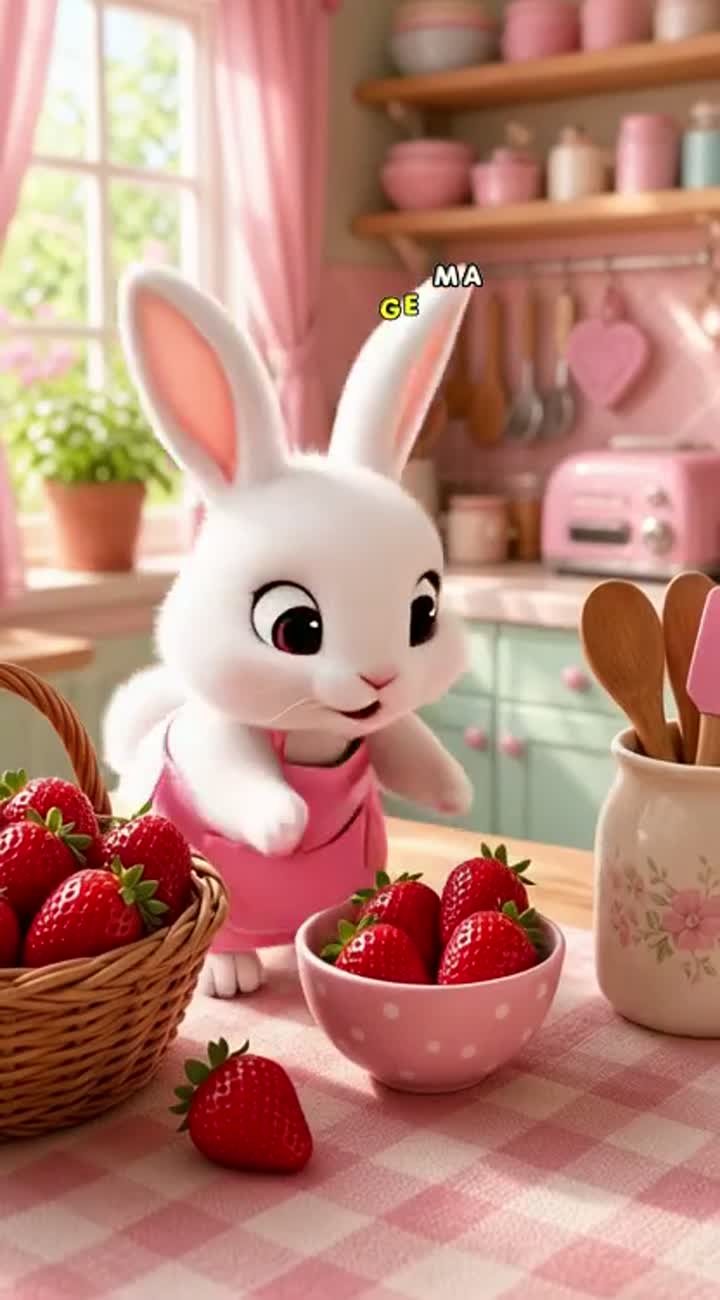 Cute, high-quality 3D animated cartoon cooking story featuring… — AI cartoon