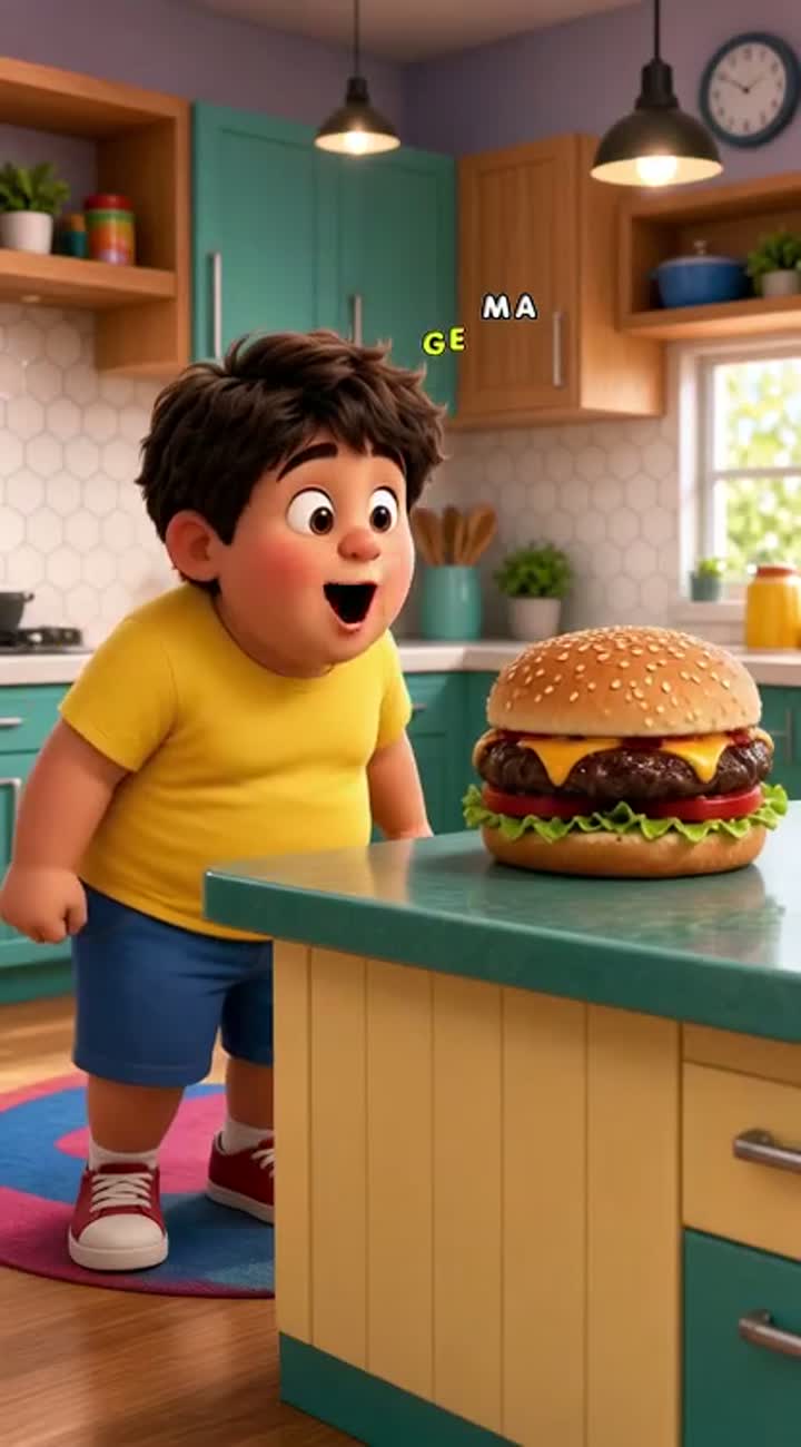 Funny 3D animated cartoon featuring a chubby young boy with big… — AI cartoon