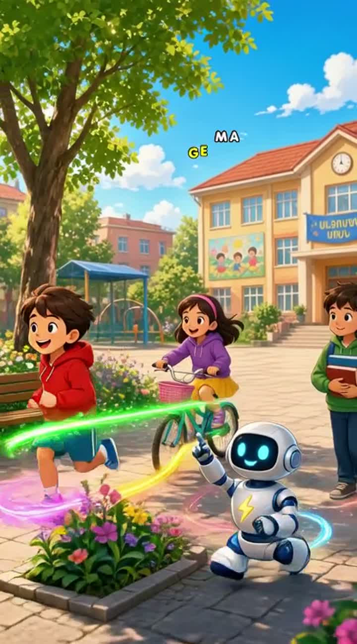 Cheerful educational storytelling — AI cartoon