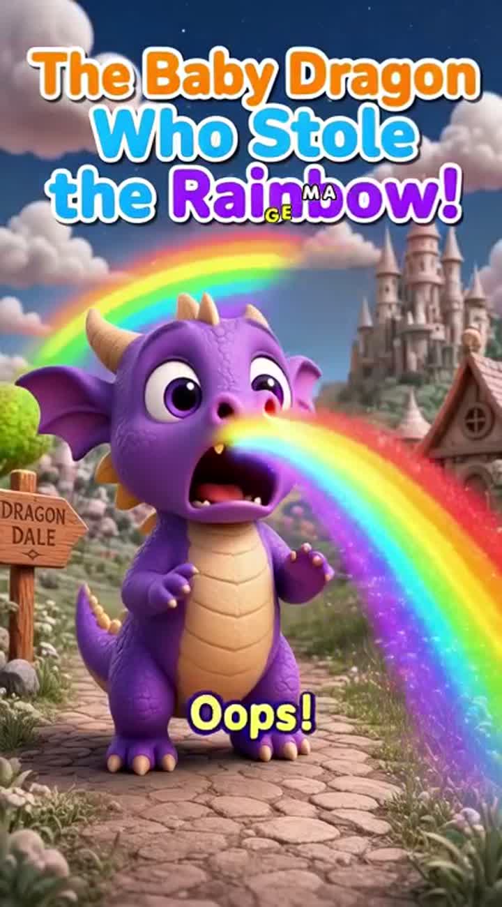The Baby Dragon Who Stole the Rainbow! — AI cartoon