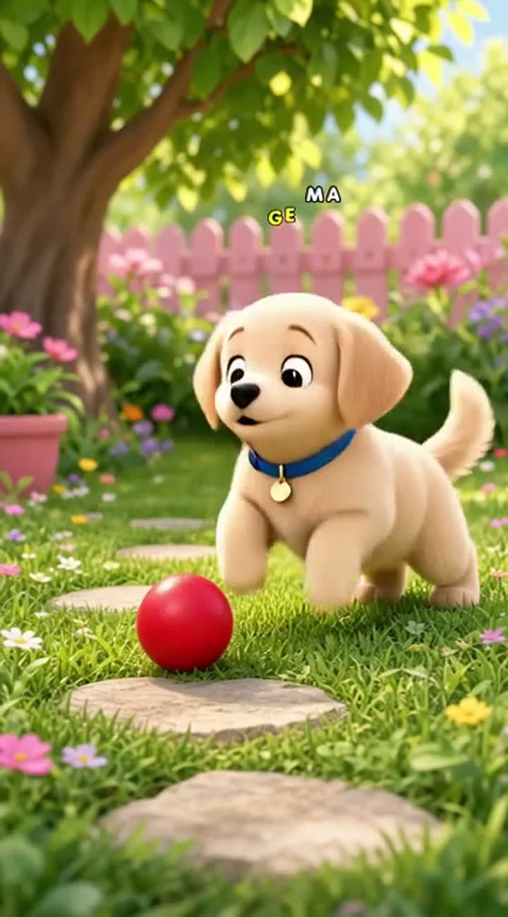 Cute glossy 3D animated preschool cartoon featuring a tiny fluffy… — AI cartoon