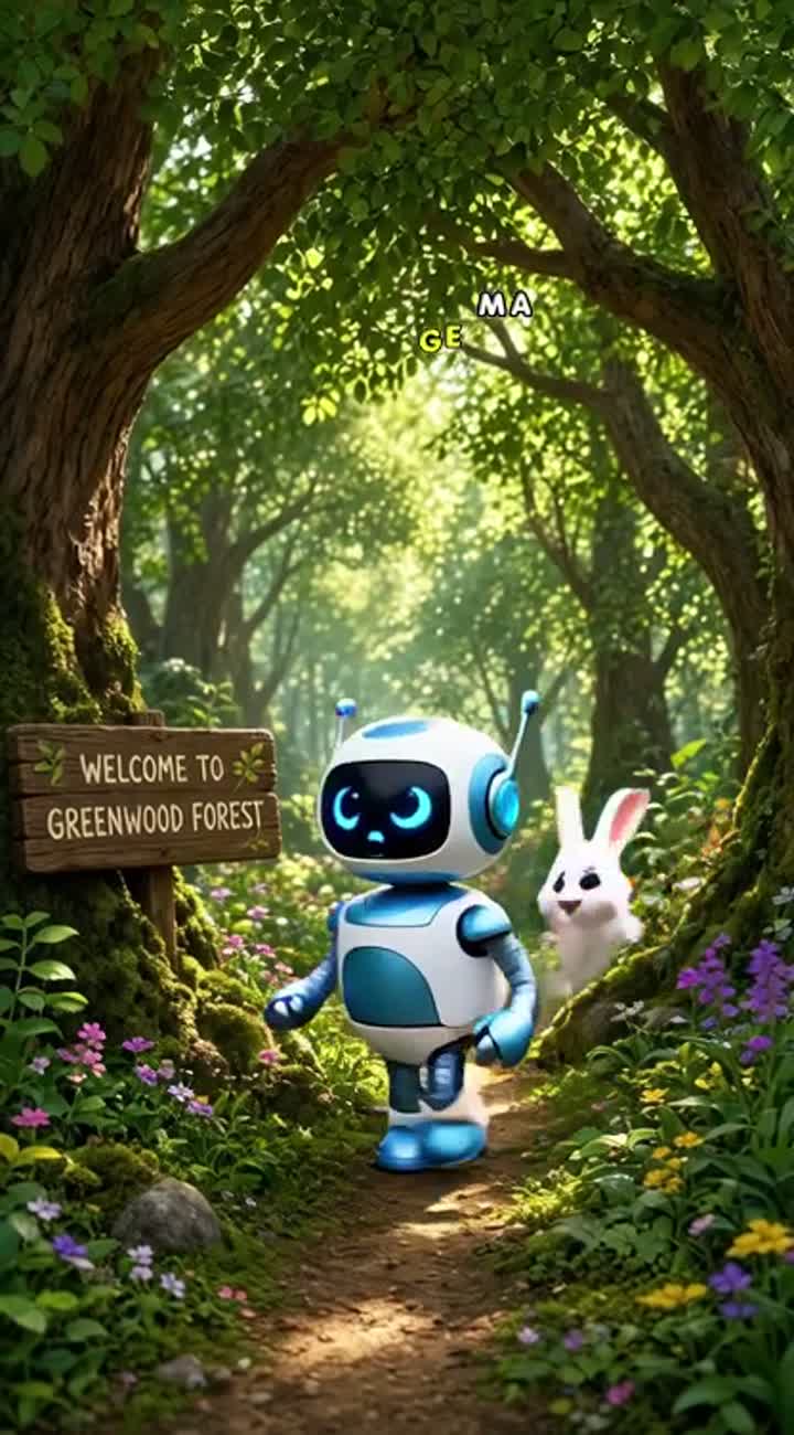 A shy robot learns to bake, Pixar styleCreate a cute 3D animated… — AI cartoon