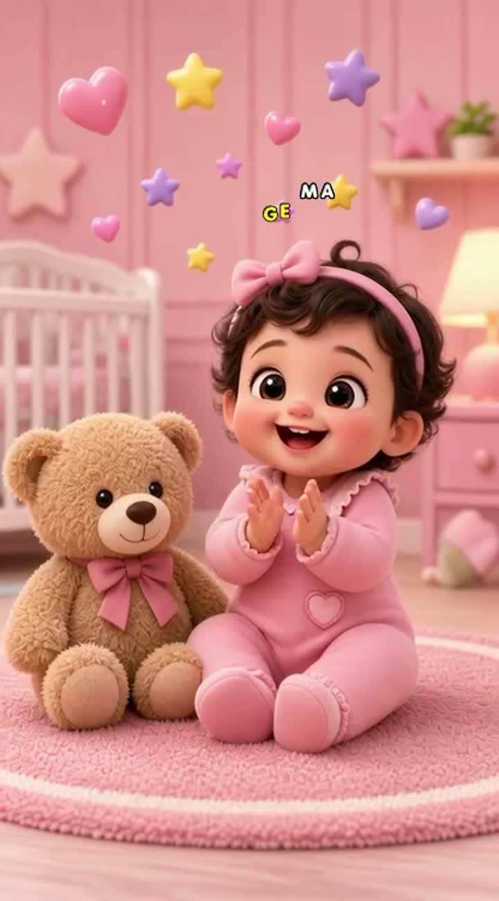 A cute 3D animated baby girl, 9 months old, chubby cheeks… — AI cartoon