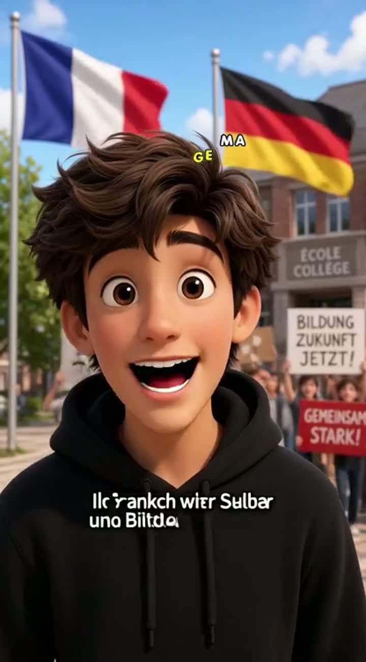 A friendly young male cartoon presenter with messy brown hair… — AI cartoon