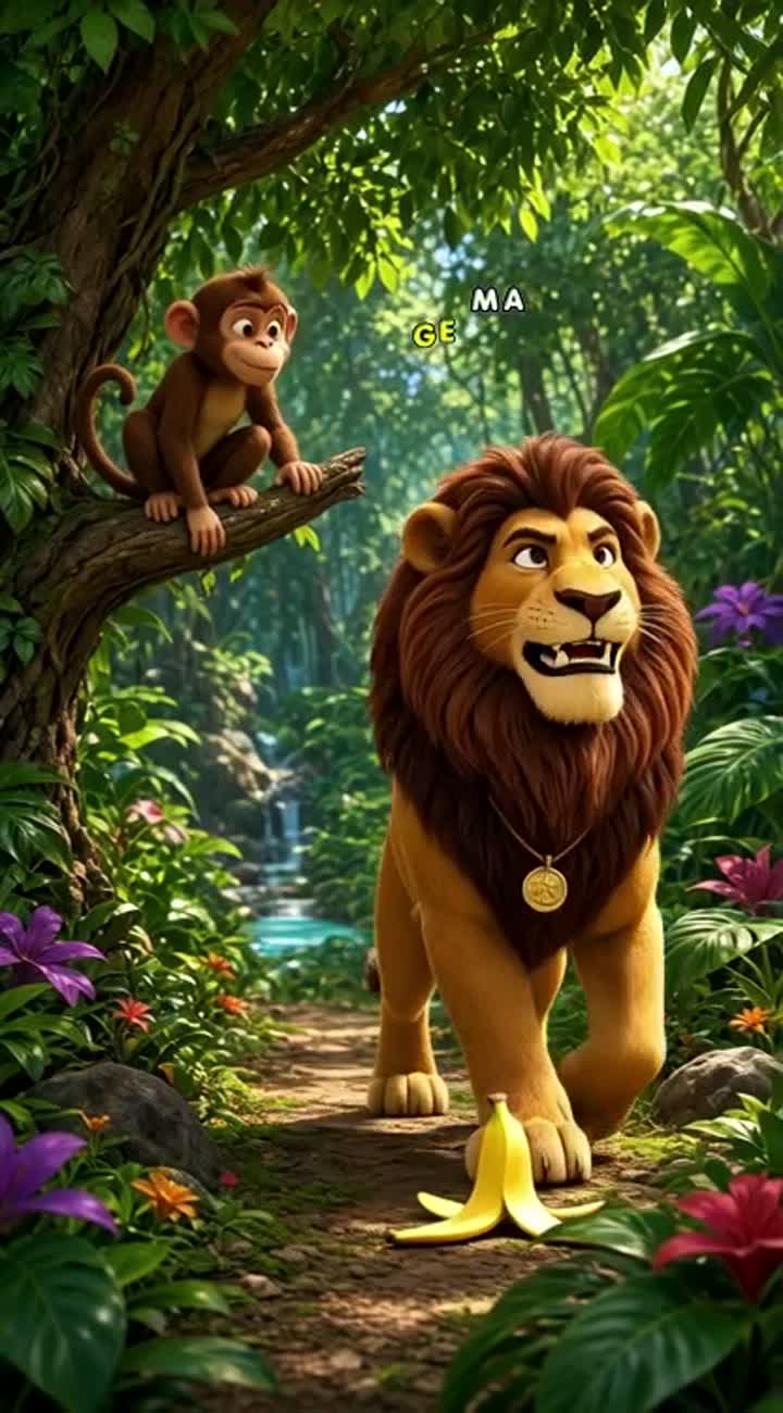 Funny 3D animated cartoon video of a clever little monkey… — AI cartoon